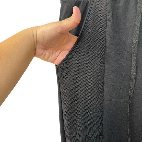 Fabletics Jogger Pants Womens Black Mesh Lined Drawstring Elastic Waist Sheer M - Picture 2 of 8